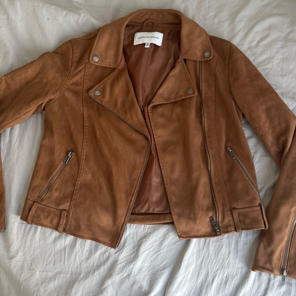 cupcakes & cashmere Camel Leather Jacket